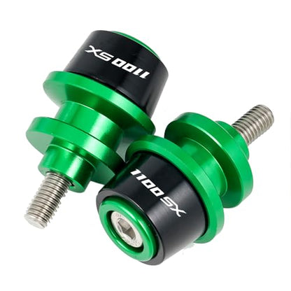 Compatible with Ninja1100SX SE Ninja 1100 SX SE Ninja 1100SX 2025 2026 Motorcycle CNC M8 Swingarm Spools Slider Stand Screws Sliders (Green) - color: Green