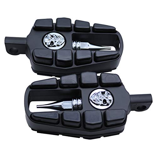 FATECIM Motorcycle Skull Mini Floorboards Foot Pegs Pedals Rests with Male Mount Adapters for Harley Dyna Fat Bob Touring Road Glide Street Glide Sportster 883 Fat Boy Black - color: 4008-Black