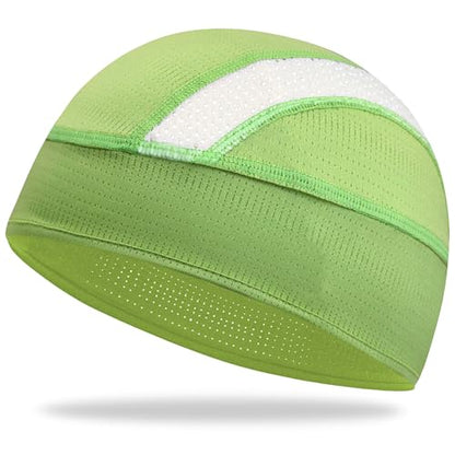 Cooling Skull Cap Helmet Liner-Lightweigh Mesh Sweat Wicking Beanie Caps for Hard Hat,Motorcycle,Cycling,Running - color: 1-grass Green