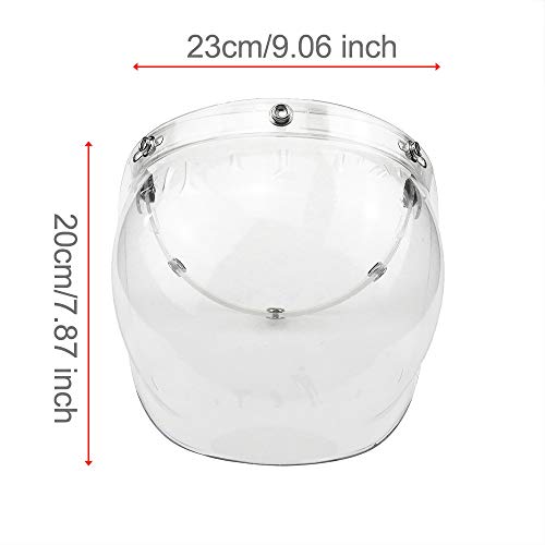 WANCAR Motorcycle Standard 3-Snap Button Flip Up Down Universal Bubble Visor for Open Face Half Helmet Wind Shield(Clear) - color: Clear