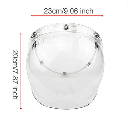 WANCAR Motorcycle Standard 3-Snap Button Flip Up Down Universal Bubble Visor for Open Face Half Helmet Wind Shield(Clear) - color: Clear