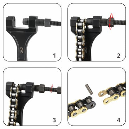 DYC 420 Chain 132 Links(Gold/Black) w/Master Link + Chain Breaker Tool & Chain Brush for Mini Bike, Pit Bike, Dirt Bike, ATV & Go Kart (Coleman, Baja, SSR, TaoTao, Coolster, Apollo, Kazuma) - size: 420-132L (Gold/Black)
