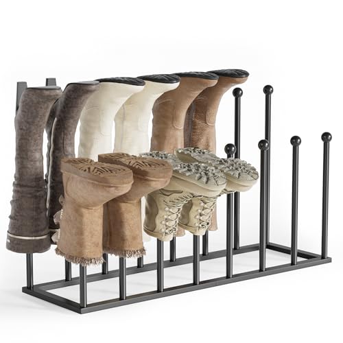 pickpiff Boot Rack Organizer Tall Boots, Black Boot Storage Organizer Tall Boots for Closet, Entryway, Garage, Porch, Free Standing Shoe Racks for 8 Pairs