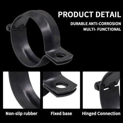 2 PCS Motorcycle Turn Signal Light Tube Bracket Mount - Metal Tube Clamp for 10mm Hole Non-Slip Rubber, Rain Resistant, Perfect for Light Bar Mount (55mm-Black) - style: 52-60mm black
