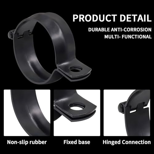 2 PCS Motorcycle Turn Signal Light Tube Bracket Mount - Metal Tube Clamp for 10mm Hole Non-Slip Rubber, Rain Resistant, Perfect for Light Bar Mount (45mm-Black) - style: 42-51mm black