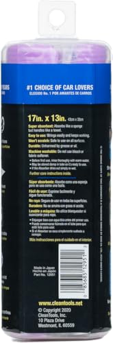 CleanTools The Absorber® Small 17-Inch x 13-Inch, Textured Surface - Synthetic Premium Drying Chamois Cloth for Cars & Bikes - Super Absorbent, Scratch-Free & Machine-Washable (Purple) - color: Purple