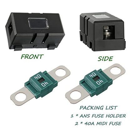 Midi Fuse Holder and 2 Pieces 40A Midi high Current Fuse Screw Fuses for Cars, Trucks, Vehicles(40 Amp) - color: 40A
