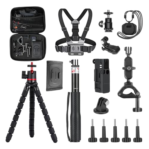 NEEWER Basics 16 in 1 Accessories Kit Compatible with DJI OSMO Pocket 3, Mini Tripod Selfie Stick Chest Strap Magnetic Neck Mount Extension Adapter Mountaineering Cycling Dual Cam Vlog, GP-52 - style: 16 in 1/for Pocket 3