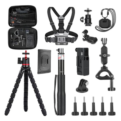 NEEWER Basics 16 in 1 Accessories Kit Compatible with DJI OSMO Pocket 3, Mini Tripod Selfie Stick Chest Strap Magnetic Neck Mount Extension Adapter Mountaineering Cycling Dual Cam Vlog, GP-52 - style: 16 in 1/for Pocket 3