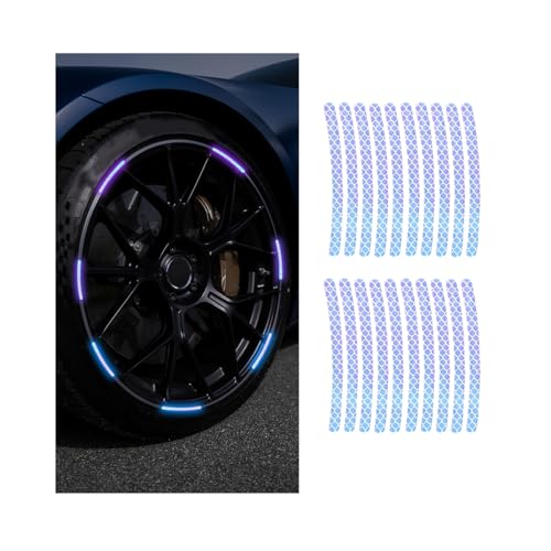 20PCS Reflective Car Wheel Decorative Stripe Stickers, Fluorescent Auto Night Safety Warning Sticker, Anti Scratch Waterproof Wheel Rims Tape Decal, Universal Vehicle Accessories (Multicolor2) - color: Multicolor2