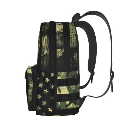 Camo Fish Backpack Bookbag Laptop Backpacks Multipurpose Daypack for Boys Girls School Men Women Travel Hiking - color: Camo Flag
