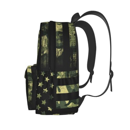 Camo Fish Backpack Bookbag Laptop Backpacks Multipurpose Daypack for Boys Girls School Men Women Travel Hiking - color: Camo Flag