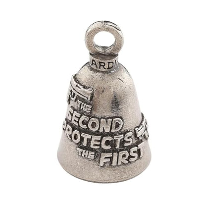 Guardian Bell Second Amendment Protects Good Luck Bell w/Keyring & Black Velvet Gift Bag | Motorcycle Bell | Lead-Free Pewter | Made in USA - color: Second Amendment Protects