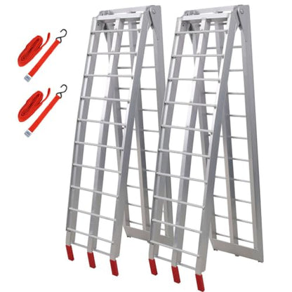 7.5 FT Aluminum Loading Ramps 1500 LBS Capacity Folding ATV Ramps for Pickup Trucks 2 Pack Lightweight Truck Ramps with Load Straps for ATV UTV Motorcycle Dirt Bike Lawn Mower Trailer Silver