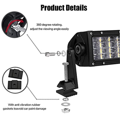 LED Light Bar Side Mounting Bracket Base Mounting Universal Bracket 2PCS Rubber Pad Brackets kit for Mounting Straight or Curved LED Light Bar from 7 inch up to 52 inch (Pack of 2) - size: Light Bar Adjust Bracket-Side