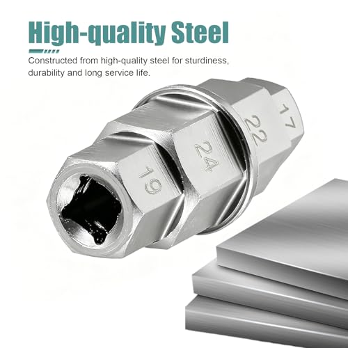 Motorcycle Axle Nut Tool, Front Axle Removal Wrench, Heavy Duty 17mm 19mm 22mm 24mm Hex Spindle Socket for Motorcycle Front Wheel Spindle Repair(Silver) - color: silver