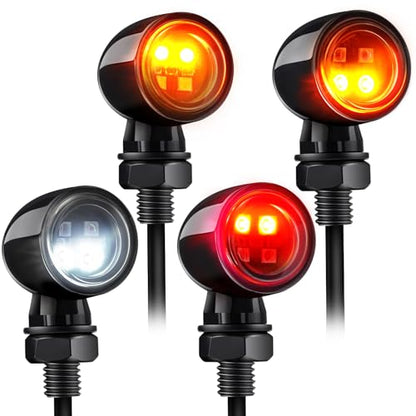 Mini Led Turn Signals Motorcycle Blinkers 4LEDs Front Rear Turn Signals universal bullet signal lights Fit for Honda Yamaha Suzuki Kawasaki Harley Chopper Bobber,4pcs