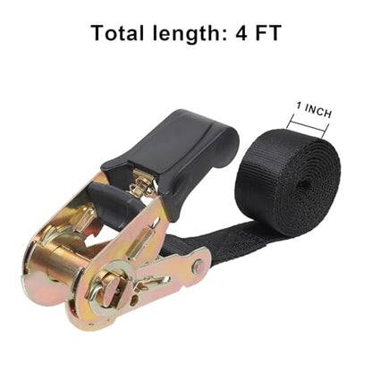 Endless Ratchet Tie Down Straps Heavy Duty Cargo Tie Downs,4FT Sturdy Nylon Black Strap Down Ratcheting Securing Straps, Track Spring Fittings, Tie-Down Motorcycles, Trailer Loads, Kayak （4ft x 2pcs） - size: 1"x4'-2pcs black