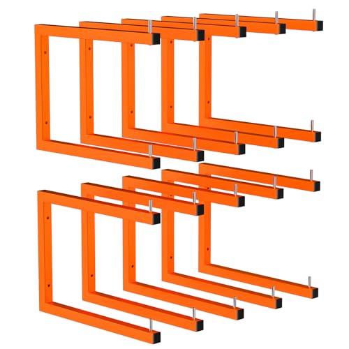 10 Pack Lumber Storage Rack | Wall-Mounted Wood Storage | 10-Tier Heavy-Duty Lumber Rack | 2200 lb Capacity Garage Metal Wood Organizer | Indoor/Outdoor Use (10 Pack-10 Level) - size: 10 Pack-10 Level