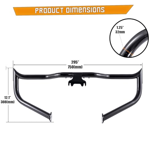 Kinglemc Crash Bar Engine Guard Highway Bar for Harley Davidson Road King Street Glide Electra Glide 2014-2023(Gloss Black) - color: Gloss Black, size: 2014-2025 Touring Models except Road Glide/CVO