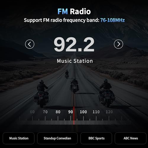 Fodsports T1 PRO Motorcycle Intercom V5.4 with Music Sharing, One-Click Switching for 4 Functional Modes, 6-Way Motorcycle Helmet Headset, FM/5 Stickers/Noise Cancellation/Stereo Music, 2 Pack - size: T1 PRO 2 Pack