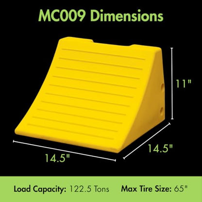 Checkers Heavy Duty Wheel Chocks for 46"-65" Tires, One Large Tire Chock for Lubrication Trucks and Maintenance Vehicles, 122 Ton Capacity, Lightweight HDPE, Made in The USA, Yellow, MC3009 - size: For 46"-65" Tires