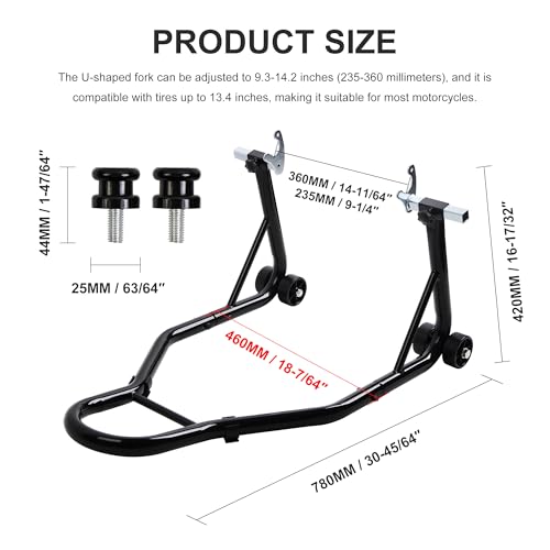 Heavy Duty Motorcycle Rear Wheel Lift Universal Sport Bike Swingarm Spool Paddock Stand Combo