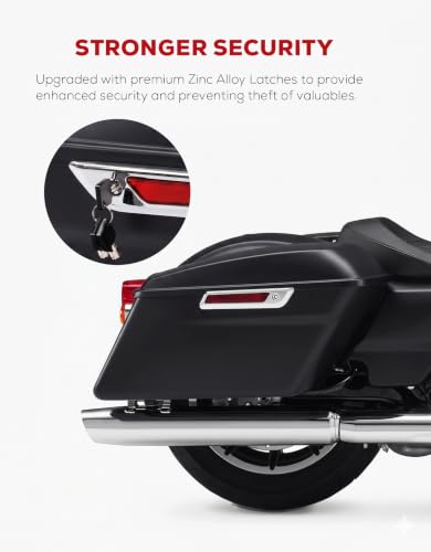 XFMT Motorcycle Saddlebags Hard Saddle Bags W/Chrome Latches & Liners For Harley Touring Road King Street Glide Road Glide Electra Glide 2014-2024, Matte Black - color: Standard-Matte Black