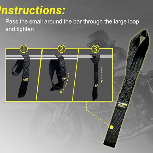 Soft Loop Tie Down Straps - 1.6'' x 17'' (4 Pack), 10000 Lbs Breaking Strength, Heavy Duty with Soft Loop Ends for Securing ATV, UTV, Motorcycles, Scooters, Dirt Bikes, Lawn Garden Equipment - color: Black