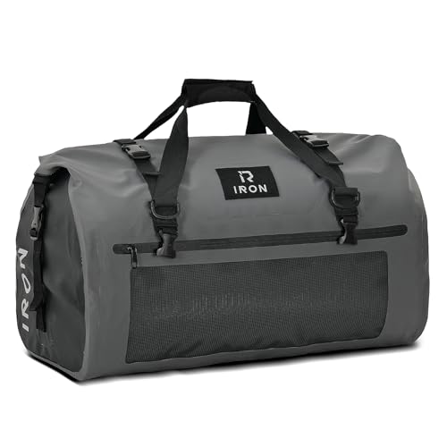 BORLENI Waterproof Motorcycle Dry Duffel Bag Luggage Tail Bag with Large Storage Space,Roll Top Closure, Shoulder Straps, Inner Pocket and Mesh Pocket for Motorcycling Travel Camping (Grey,50L) - color: Grey, size: 50L