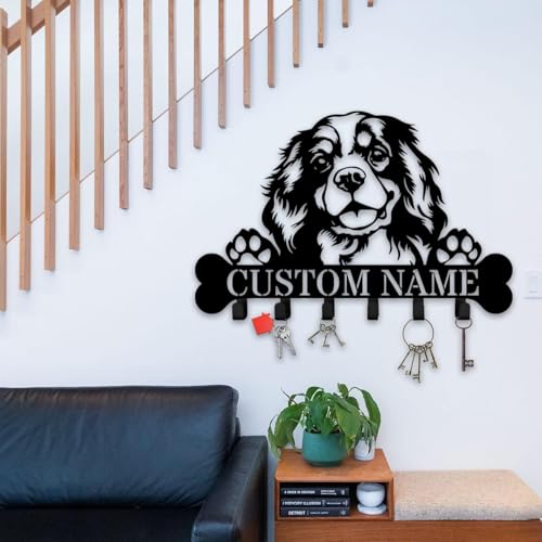 Custom Cavalier King Charles Key Holder, Dog Wall Hanger with Metal Hooks for Keys and Coats, Entryway Decor Rack (Cavalier King Charles Key Holder) - color: Cavalier King Charles Key Holder