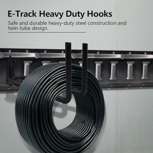 E-Track Heavy Duty Hook Hanger, Shovel/Tool Hanger, E Track Accessories Tool Holder, Universal Garage Storage Organizer System for Tools, 7.7" Deep 4 Pack