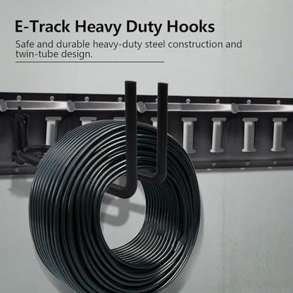 E-Track Heavy Duty Hook Hanger, Shovel/Tool Hanger, E Track Accessories Tool Holder, Universal Garage Storage Organizer System for Tools, 7.7" Deep 4 Pack