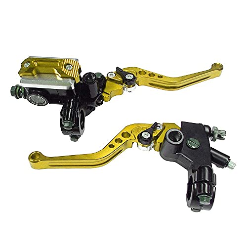 Motorcycle Brake Lever 7/8" 22mm Handlebar Brake Master Cylinder Clutch Lever Left and Right Set Compatible with Harley Honda Kawasaki Suzuki Yamaha Gold Universal - color: Gold