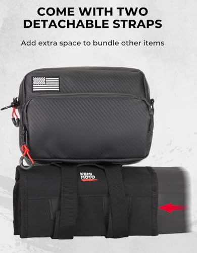 KEMIMOTO Motorcycle Handlebar Bag with Waterproof Cover Universal Bicycle Handle Bar Tool Bag for Front Fork Sissy Bar Compatible with Cruiser Softail Dyna Sportster Dirtbike Carbon Fiber - style: Black Carbon Fabric