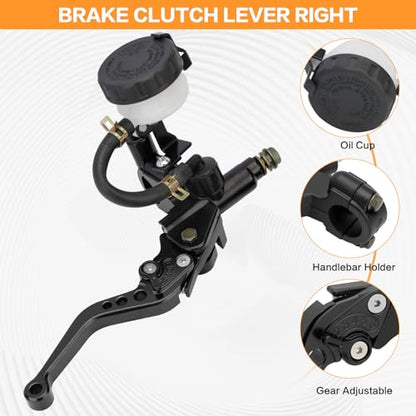 Motorcycle Brake Pump Lever 7/8" 22mm Hydraulic Master Cylinder Reservoir Clutch CNC Left & Right Set Universal Replacement for Harley Honda Kawasaki Suzuki Yamaha (Black) - color: Black