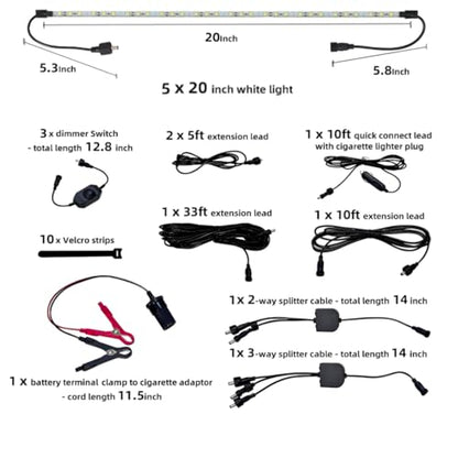 12V LED Interior Light Aluminum Rigid String Lights with Dimmer Switch Waterproof Light Strip (5pcs-White) - size: 5pcs-White