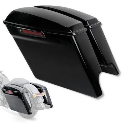 XFMT Motorcycle Saddlebags 5" Stretched Hard Saddle Bags Extended Saddlebags W/Black Latches For Harley Touring Road King Street Glide Road Glide Electra Glide 2014-2024, Vivid Black - color: 5" Stretched-Vivid Black W/ Black Latches