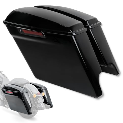 XFMT Motorcycle Saddlebags 5" Stretched Hard Saddle Bags Extended Saddlebags W/Black Latches For Harley Touring Road King Street Glide Road Glide Electra Glide 2014-2024, Vivid Black - color: 5" Stretched-Vivid Black W/ Black Latches
