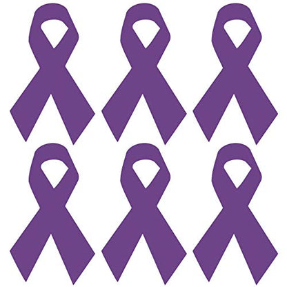 CUSHYSTORE Pancreatic Stomach Ribbon Cancer Awareness Leiomyosarcoma Testicuclar Cystic Fibrosis Support Caregiver's Month Reflective Decal Sticker for Helmet Car Laptop 3x5 cm (Purple), 6 Pack - color: Purple