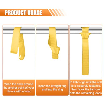 ZIMISI 8PCS Soft Loop Tie Down Straps, 1"x 12" Loop Straps with 4500Lbs Breaking Strength & 1500Lbs Load Capacity, Motorcycle Tie Down Straps for Securing ATV, UTV, Dirt Bikes, Lawn Equipment (Yellow) - color: Yellow
