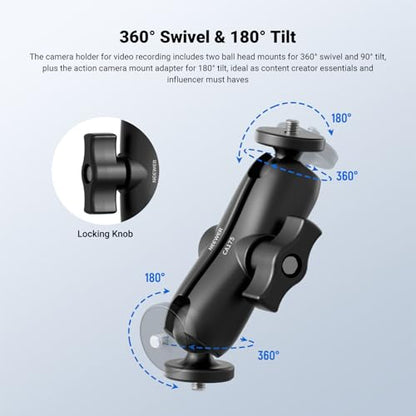 NEEWER Motorcycle Bicycle Handlebar Clamp Holder Magnetic Car Mount Accessories Kit Compatible with Insta360 X5 X4 X3 GoPro DJI AKASO Action Cameras, 360° Ball Heads for POV Video Recording, CA175 - style: CA175