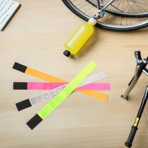 Zerodeko 4pcs Reflective Safety Armbands and Cycling Pant Leg Straps, PVC High Visibility Wristbands with Adjustable Sticky Tape for Night Running, Walking, Biking Outdoor Safety