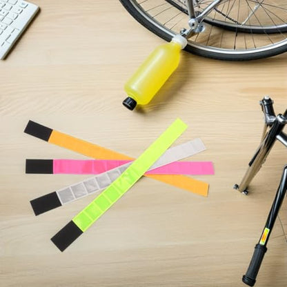 Zerodeko 4pcs Reflective Safety Armbands and Cycling Pant Leg Straps, PVC High Visibility Wristbands with Adjustable Sticky Tape for Night Running, Walking, Biking Outdoor Safety