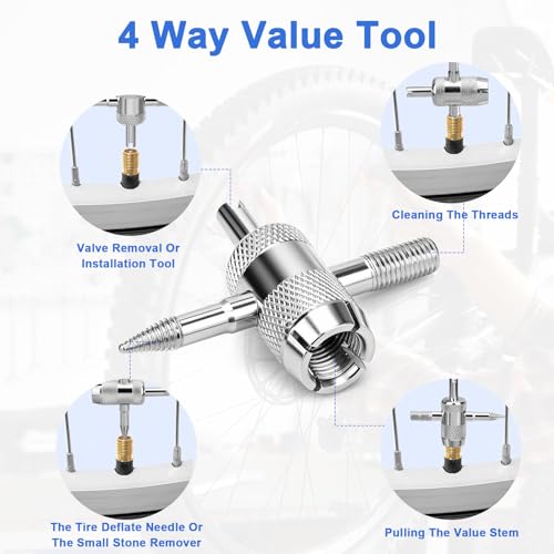Linkstyle Valve Core Removal Tool Kit: 20PCS Presta Schrader Valve Cores, Tire Valve Core Remover Tool for Tire Repair, 4-Way Valve Tool for Bicycle Motorcycle Car