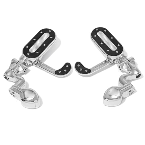 TOFR Motorcycle Highway Pegs with Flip-out Heel Rests for 7/8" 1" 1.25" Engine Guard Adjustable Cruise Foot Pegs for Harley Road Glide Road King Dyna Sportster Softail, Honda Yamaha Suzuki - color: Chrome
