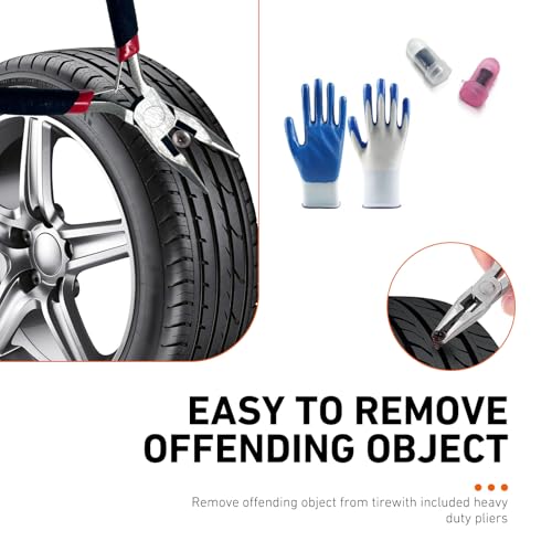 Tire Repair Rubber Nail Kit, Quick Flat Tire Screw Plugs Repair Kit, Patch Plug Pliers & Organizer Case, Fast Self-Service Tire Plug Puncture Repair for Car, Truck, Suv and Motorcycles - size: All-in-One Tire Repair Kit