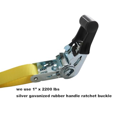Ratchet Straps Tie Downs (4-Pack) - 1 Inch x 15 Feet (1,500lb Break Strength) for Moving, Trailer, Motorcycle Tie Down Straps Soft Loops