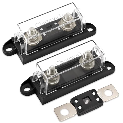 AMG/Mega Fuse Holder with 200 Amp Fuse, Upgrade Over ANL for Battery Bank & Inverter, 2 Pack - size: 200A