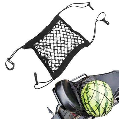 Upgrade Motorcycle Cargo Net for Helmet Storage, 10"×12" High Elastic Double Layer Bungee Net with 4 Strong Hooks, Luggage Rack Organizer for Bikes, Electric Bikes, Scooters, Motorcycles